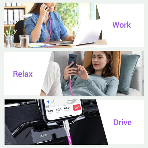 Aolcev Charger Cable for iPhone, 5FT Light Up Glowing Fast Charging Cord, 60W High-Speed Fast Charging Cable Compatible with iPhone 14 13 12 11 Pr...