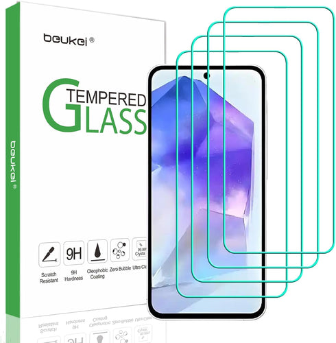 beukei (4 Pack) Designed for Samsung Galaxy A55 5G Screen Protector Tempered Glass,Touch Sensitive,Case Friendly, 9H Hardness...