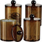 SheeChung 4 Pack Plastic Acrylic Bathroom Vanity Countertop Canister Jars with Storage Lid, Apothecary Jars Qtip Holder Makeup Organizer for Cotto...