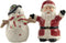 Christmas Santa & Snowman North Pole Winter Ceramic Magnetic Salt Pepper Shakers...