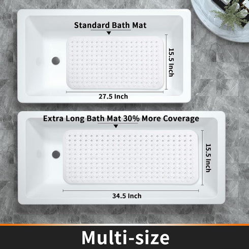 Yimobra Non Slip Bath Mat, Super Strong Suction Cups,34.5"x15.5"Long Tub Mat with Drain Holes, Machine Washable Fast Draining Shower Mats, Bathroo...