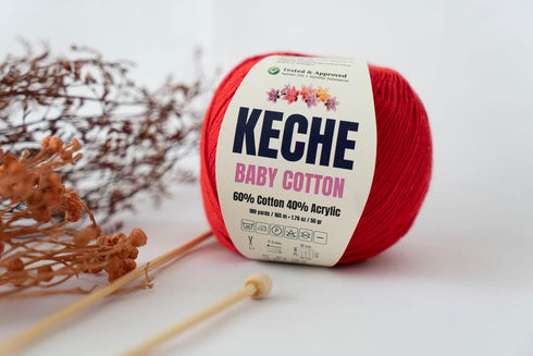 Keche Cotton Yarn, 60% Cotton 40% Acrylic Yarn, Soft Cotton Yarn for Crochet and Knitting, Amigurumi Yarn 4 Skeins/Balls [1.76 Oz (50g) / 180 Yrds...