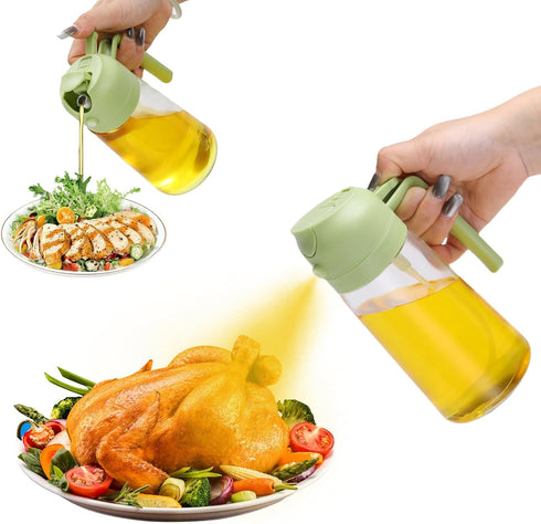 Oil Sprayer for Cooking 16oz, 2 in 1 Olive Oil Dispenser and Oil Sprayer - 470ml Olive Bottle Spray and Pour - Olive Glass Oil Dispenser for Kitch...