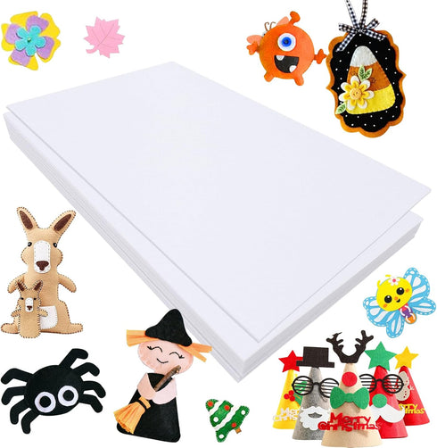Jtnohx Felt for Crafts, 16 Pcs Felt Fabric, 7"×11.3" Stiff Felt Sheets, Craft Felt Square for for Sewing (White)...