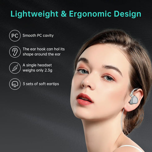R6 in Ear Monitor Earphone HiFi Wired Earbuds with Mic 1BA 1DD Gaming IEM Headphones with 2 Pin Detachable Cable for Musicians DJ Singer Audiophil...