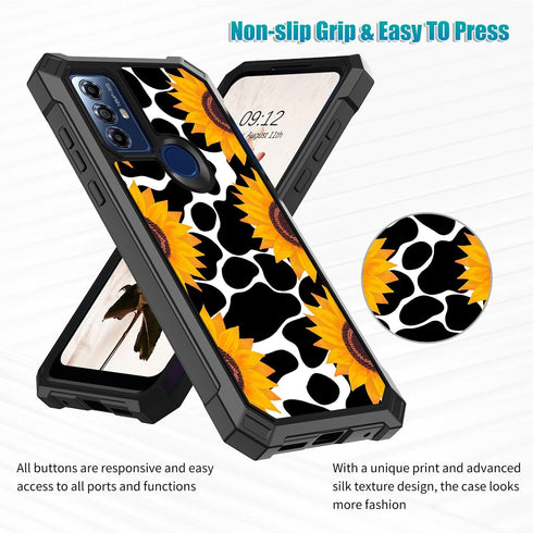 for Moto G Play 2023 Case,Moto G Play 2023 Case with Glass Screen Protector,Heavy Duty Hard PC & Soft TPU Shockproof Protective Phone Case for Mot...