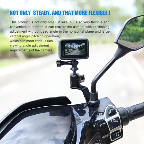 Motorcycle Rearview Mirror Mount for Gopro Motorcycle Aluminum Bracket Holder (360 Degree Rotation & 10mm Hole) Compatible with GoPro Hero 8/9/10/...
