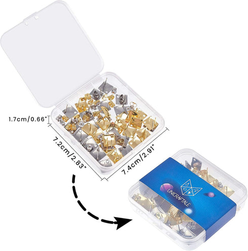 UNICRAFTALE Rhombus Stud Earring 20 Sets Hypoallergenic Earring Post with Loop 0.8mm Pin Stainless Steel Stud Earring with Ear Nuts Ear Studs for ...
