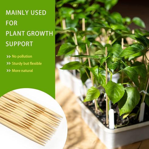Bamboo Wood Plant Sticks for Garden Stakes Grilling Skewer Plant Sticks for Tomato,Orchid,Potato,Potted House Plants and Hand Crafts -12 Inch 60Pc...