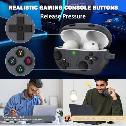 RFUNGUANGO case for Sony WF-1000XM5 with Keychain/Cleaning Tool, Soft Silicone Protective Case, Gaming Console Theme Protective Case (for Sony WF1...