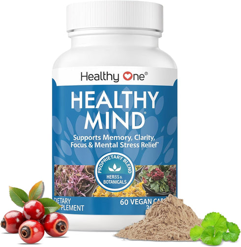 Healthy Mind - Safe for Teens - Brain Fog - Cognitive Function - Concentration - Focus - Neural Optimization - Mood - Ginkgo Biloba - Ginseng - Rh...