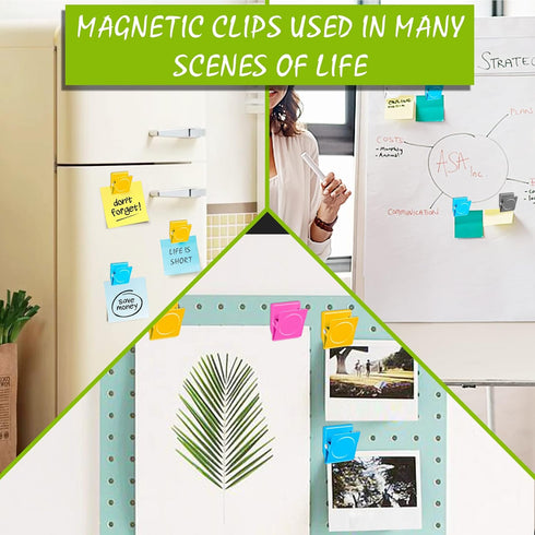 Magnetic Clips 12 Pack Magnet Metal Clips, Whiteboard Magnet Clip Strong Refrigerator Magnets Clips for Home, School, Hanging Photos, Memo Note...