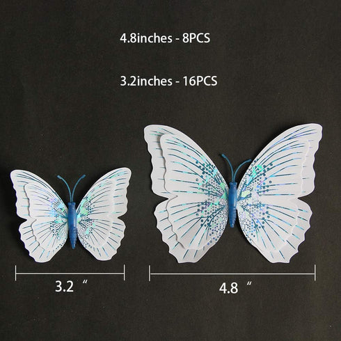 Somotersea 24Pcs 3D Butterfly Wall Decor Removable Butterfly Decoration for Girls Room Butterflies Decals Birthday Party Decorations Kids Bedroom ...