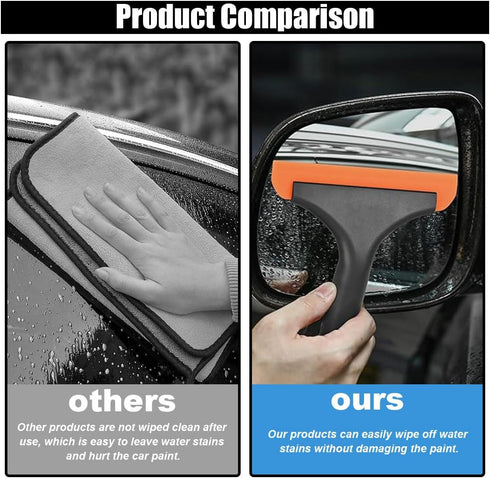 Car Flexible Silicone Squeegee, 5.9" Blade and 7.5" Long Handle Scraper, Auto Water Blade, Water Wiper for Car Window Windshield Mirror Bathroom G...