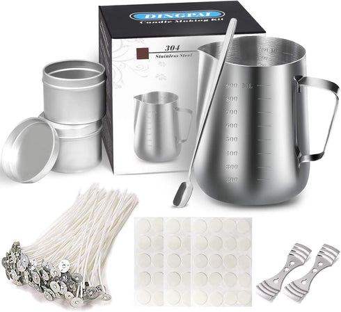 DINGPAI Candle Making Supplies, DIY Candles Craft Tools Including Candle Make Pouring Pot, Candle Wicks, Candle Wicks Sticker, 3-Hole Candle Wicks...