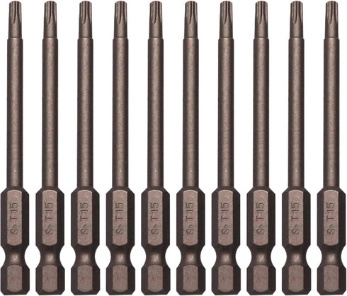 10Pcs Magnetic Torx Head Screw Driver Bits 75mm/3inch Long 1/4inch Hex Shank Security Tamper Proof Magnetic Torx Bit (T15)...