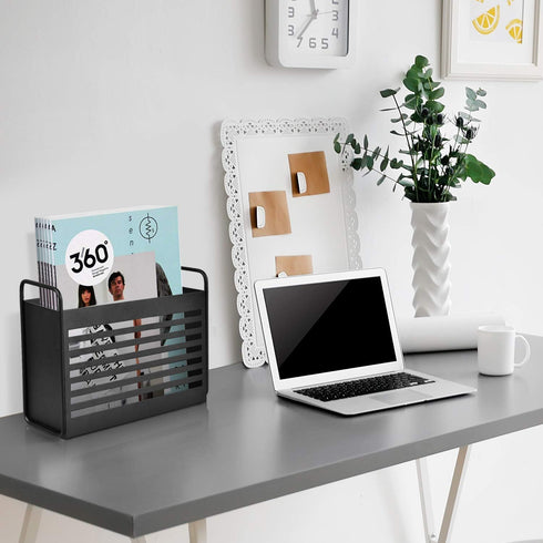 Magazine Rack, Magazine File Holder Mail Organizer Folder Organizer Bin for Magazines, Books, Newspapers, Tablets in Home, Office, Black...