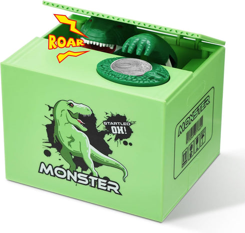 Dinosaurs Piggy Bank for Kids, Automatic Stealing Money Box with Music Sounds, Electronic Coin Bank Toys, Creative Birthday Gift for Aged 3 4 5 6 ...