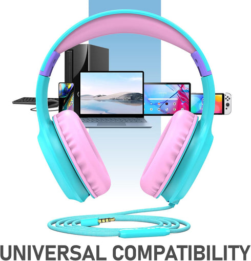 FosPower Kids Headphones (Safe Volume Limit 85 dB), Childrens Headphones Over The Ear with Built-in Mic, 3.5mm Tangle-Free Cable for Boys/Girls/Sc...