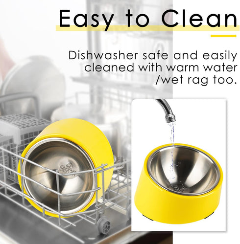 SuperDesign Mess Free 15° Slanted Bowl for Dogs and Cats, Tilted Angle Bulldog Bowl Dog Feeder, Non-Skid & Non-Spill, Easier to Reach Food S/0.5 C...