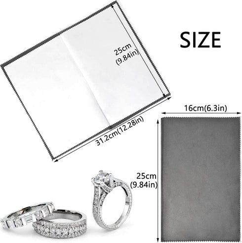 SEVENWELL 2pcs Jewelry Polishing Cleaning Cloth Large 10'' x 12'' for Sterling Silver Jewelry Gold, Diamond, Platinum, Precious Stones, Coins (Gra...