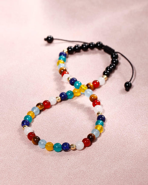 Jewever 7 Chakra Beach Anklet Bracelet for Women Foot Crystals and Healing Stones Balance Yoga Meditation Worry Stone Strand (8.5-10 Inches)...