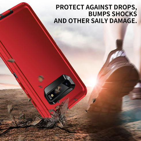 for Galaxy S10 Case,Heavy Duty Shockproof Dust/Drop Poof 3 Layers Full Bady Protection Rugged Cover Case for Galaxy S10,Red/Black...