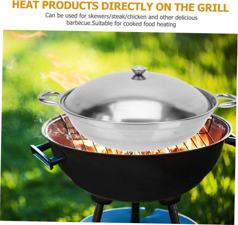 Zerodeko 1 Set Stainless Steel Griddle Chinese Wok Asian Noodles Saute Pan with Lid Korea Noodle Ramen Pot Non Stick Skillet Stainless Steel Saute...