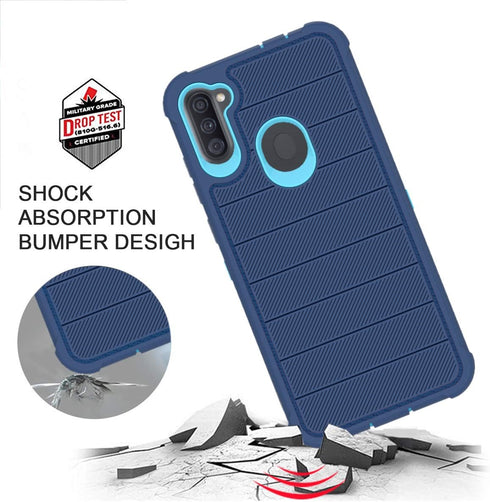 for Samsung Galaxy A11 Phone Case Cobalt Blue/Blue | HD Screen Protector, Heavy Duty, 3 Layer, Hybrid, Shock Proof, Protective, Rugged Bumper, PC ...