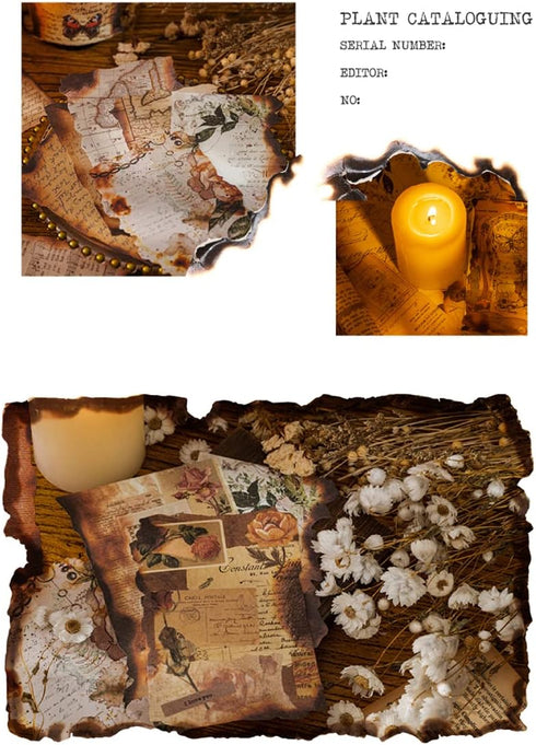 Vintage Scrapbooking Material Paper Old Letter Article Diary Paper Burnt Fragments Series DIY Supplies for Arts Crafts Handmade Gift Planner Scrap...