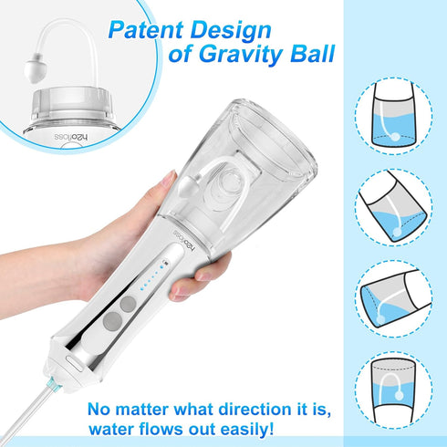 H2ofloss Water Dental Flosser Cordless, 300ML Rechargeable Oral Irrigator for Teeth Cleaning, Portable & IPX7 Waterproof Teeth Cleaner Pick for Br...