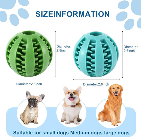 Chew Toy Balls 2pack Interactive Dog Treat Dispensing Ball Rubber Dog Puzzle Toy Chewing Toys for Boredom and Brain Stimulating Game Puppy Teethin...