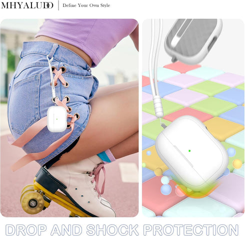 for AirPods Pro Case (2023/2022/2019, 2nd/1st Gen), Compatible with Airpods Pro 2nd Generation (USB-C/Lightning Cable), Youthful Macaroon Color wi...