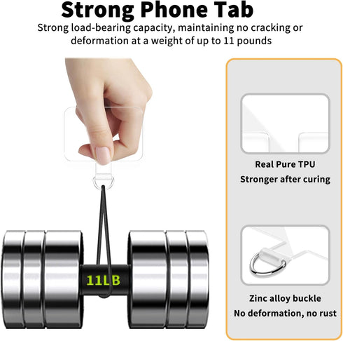 2pcs Transparent Phone Tether Tabs for Clear Phone Cases, Cell Phone Tether Replacement for iPhone Smartphone Case (Square Type - Silver Buckle)...