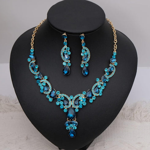 Women's Elegant Rhinestone Teardrop Crystal Bridal Art Deco Necklace Earrings Bracelet Jewelry Set for Bride Wedding Dress Accessories Rhinestone ...