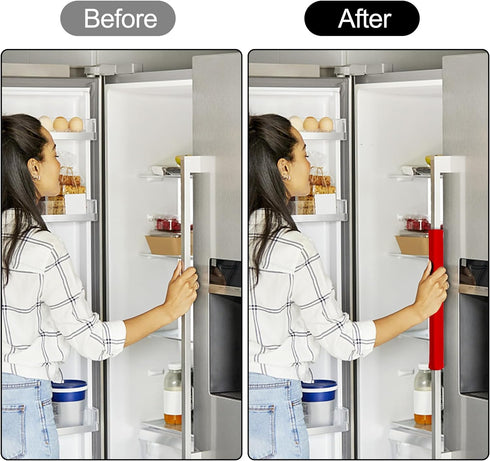 Sheskind Refrigerator Door Handle Cover Kitchen Appliance Decor Handles Antiskid Protector Gloves for Fridge Oven Keep Off Fingerprints,Liquid,Oil Stain,Food Spot,2 Pieces (16"*4", Red Plush)
