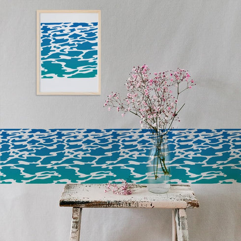 Sea Wave Stencil 11.8×11.8inch Large Summer Ocean Wave Stencils with Paint Brush Sea Surface Drawing Template for Wood Walls Canvas Furniture Art ...
