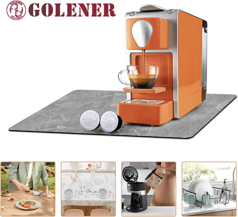 Coffee Maker Mat For Countertops, 19" x13" Golener Coffee Dripper Mats,Coffee Machine Pads,Absorbent, Washable,Reversible Microfiber Dish Drying M...