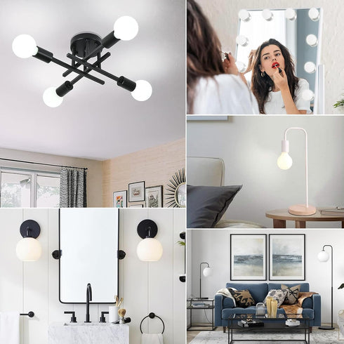 G25 Dimmable LED Globe Light Bulbs 60 Watt Equiv, 6W 5000K Daylight Bathroom Vanity Light Bulbs, G80 Large Edison Round LED Light Bulbs for Sputni...