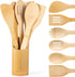 Wooden Spoons for Cooking 7-Piece - Kitchen Wooden Cooking Utensils Set with Holder Bamboo Wooden Spoons Spatula for Cooking Nonstick Bamboo Kitch...