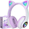 TCJJ Kids Wireless Headphones - Cat Ear LED Light Up, Bluetooth 5.4, Safe Volume Limit, Noise Cancelling with Mic & TF Card for Girls Boys Toddler...