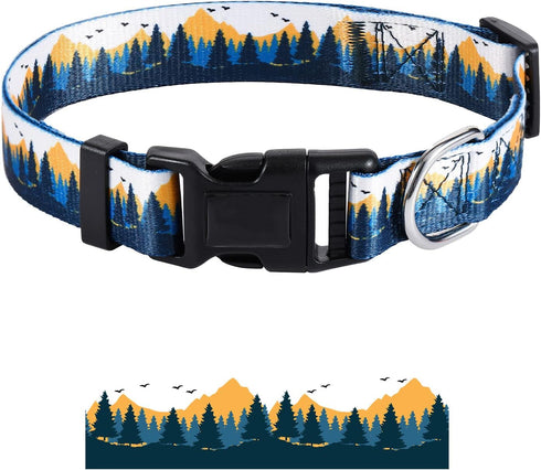 Dog Collar for Small Medium Large Dogs, Adjustable Fancy Floral Dog Collar for Puppy, Various Pattern Design Pet Collars (L, Autumn Landscape)...