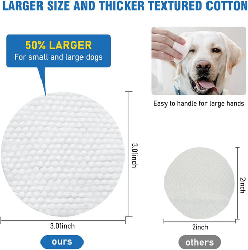 Dog Eye Wipes, Tear Stain Remover for Dogs, Big & Thick Cat Eye Wipes for Dogs, Mild Ingredient,Texturized & Presoaked Pet Eye Cleaner Pad for Dis...