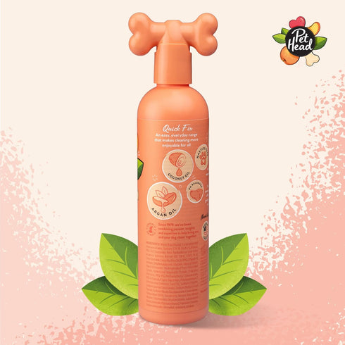 Quick Fix Shampoo and Conditioner for Dogs 16.0 fl. oz. Peach Scent. Nourishes and softens the coat. Natural and Vegan Ingredients. Gentle formula...