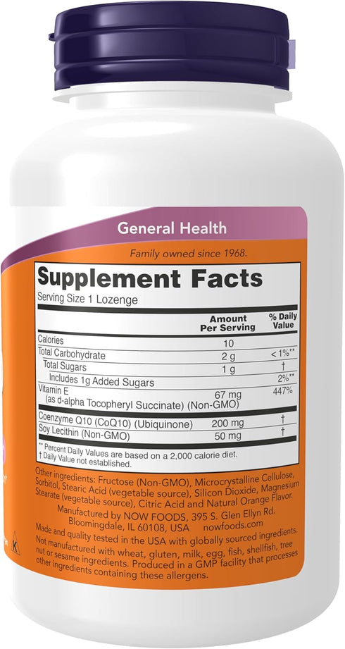 NOW Supplements, CoQ10 200 mg, Pharmaceutical Grade, All-Trans Form produced by Fermentation, 90 Lozenges...