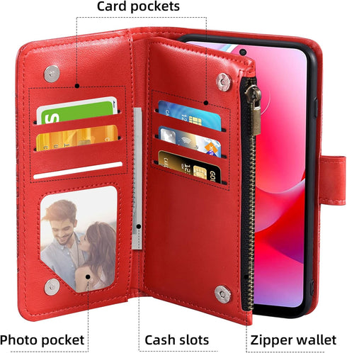 Asuwish Phone Case for Motorola Moto G Power 2022/MotoG Play 2023/G Pure 2021 Wallet Cover with Tempered Glass Screen Protector and Flip Card Hold...