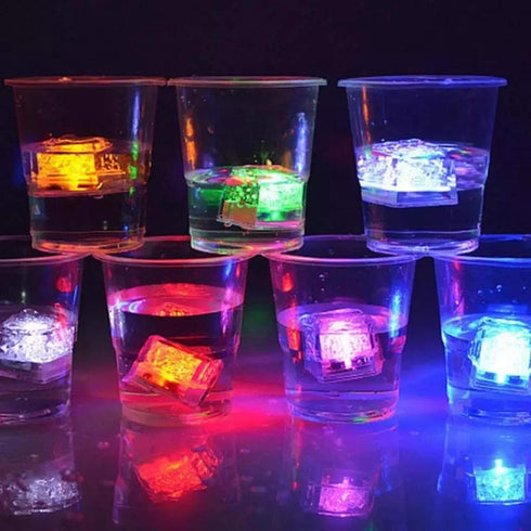 LED Ice Cube Shape Lights Liquid Sensor Glowing Light up Ice Cubes for Drinks Bar Party Wedding Decorations(12Pcs)...