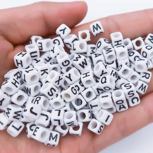Amaney 810pcs 6x6mm Cube Acrylic Alphabet Letter Beads for Jewelry Making Bracelets Necklaces Key Chains...