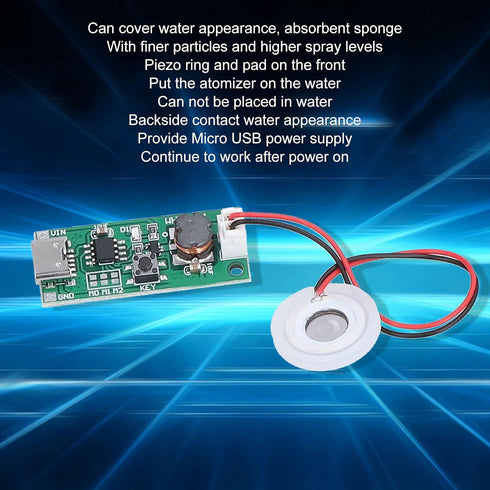 Ultrasonic Mist Maker Humidifier, 5V Atomization Disc 108KHz Mist Atomizer DIY Humidifier with PCB, DIY Mist Atomizer USB Board Ultrasonic Atomiza...