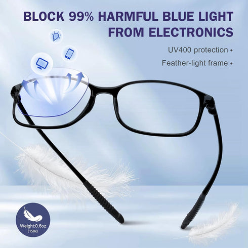 AQWANO 4 Pack Computer Reading Glasses Men Women Blue Light Blocking, Lightweight TR90 Flexible Frame Readers Glasses Anti Glare, 3.5...